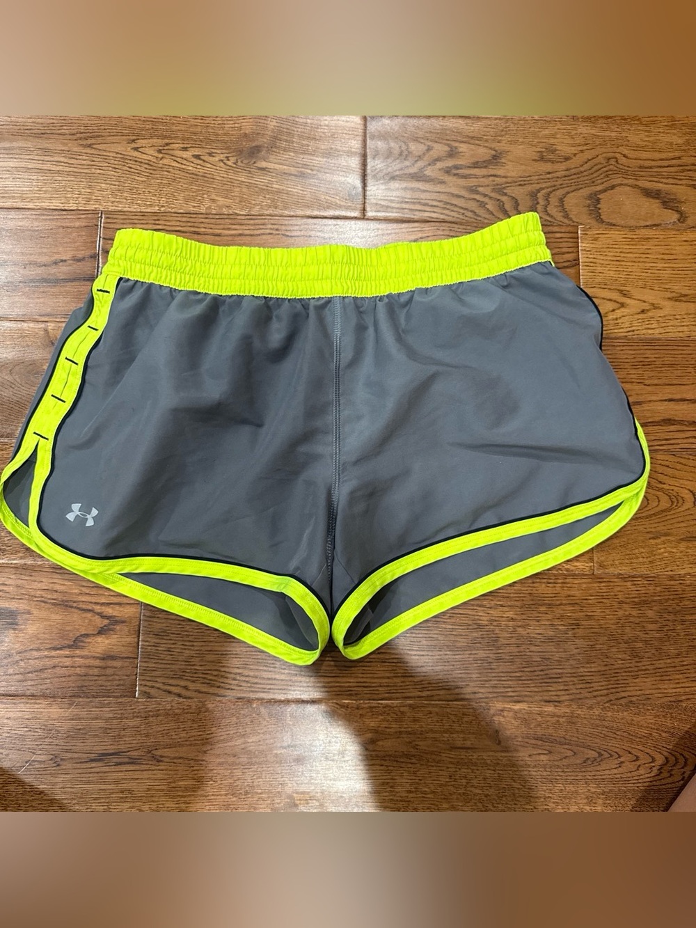 Under Armour Small Women’s Gray Athletic Shorts with Neon Yellow Trim